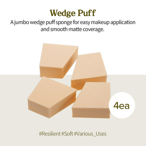 SKINFOOD Wedge Puff Sponges - Jumbo Size 12pcs, Multi-Purpose Makeup Blender for Foundation & Concealer