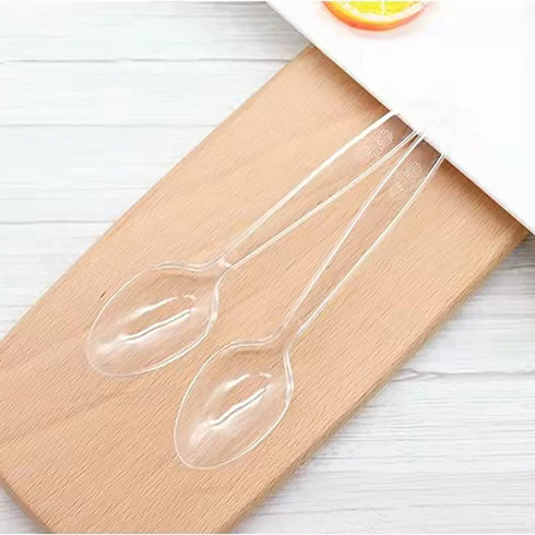 200 Count Heavy Weight Clear Plastic Spoons, Disposable Cutlery for Parties and Events