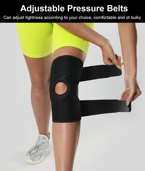 Knee Brace for Men Women, Open-Patella Patellar Tendon Support Strap, Compression Sleeve for Knee Pain (Black)