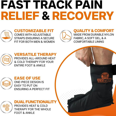 Hot/Cold Gel Wrap for Foot & Ankle Pain Relief - Compression Ankle Ice Pack Wrap, Large