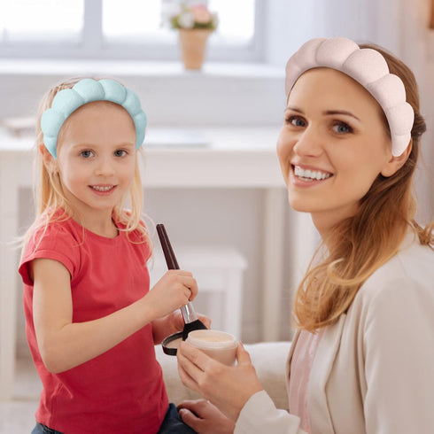 Sponge Spa Headband for Women, Soft Terry Towel Cloth Fabric with 2PCS Wrist Washband for Skincare.