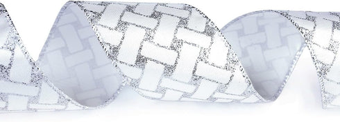 Christmas Ribbon Wired, 6 Rolls 2.5 Inch 36 Yard Silver Sheer Glitter Organza for Tree, Gift Wrapping, Crafts