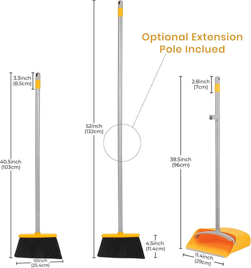 TreeLen Stand Up Broom and Dustpan Set for Home Cleaning, Efficient Cleaning Tools