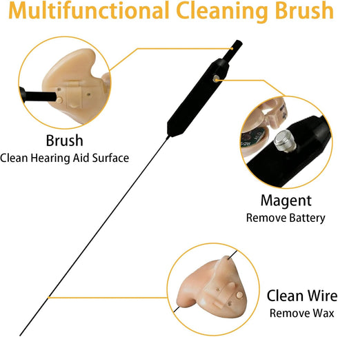 Hearing Aid Cleaning Kit, 4 PCS Hearing Aid Cleaning Tools, Hearing Aid Cleaning Brush with Wax Loop, Hearing Aid Vent Cleaning Tool Vent Cleaner, Hearing Aid Cleaner for Headphones Amplifier