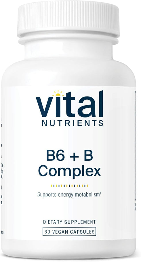 Vital Nutrients Vitamin B6 + B Complex, Vegan Methylated B Vitamins, 60 Capsules