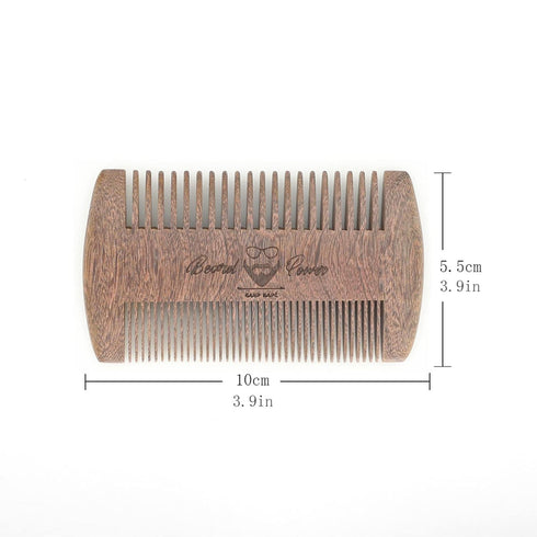 Sandalwood Beard Comb with Case, Men's Wooden Pocket Comb for Beards, Mustaches, and Hair, Brown Skull Design