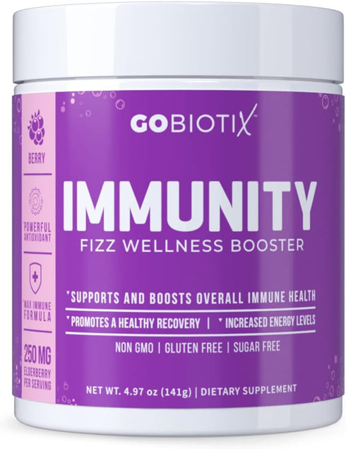 Immune Support Supplement - Vegan Superfood Powder with Elderberry, Turmeric, Vitamin C & B12 (Berry)