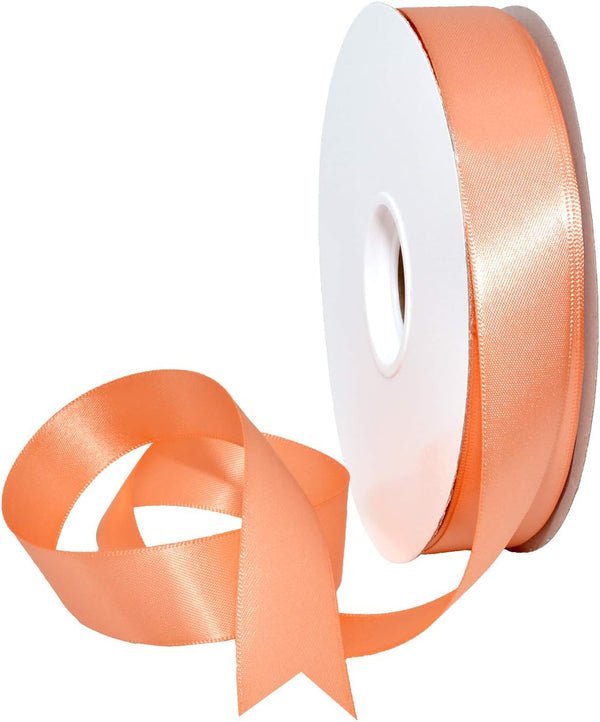 Morex Ribbon Double Face Satin Ribbon 7/8" X 50 YD Peach for Gift Wrapping, Birthday Gift Cards, Satin Dress, Silk