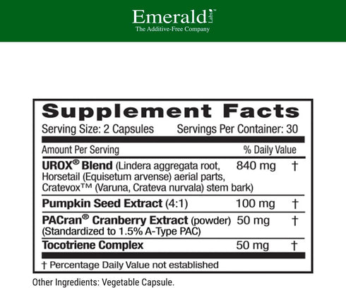 EMERALD LABS Bladder Health Supplement - Cranberry Extract with Pumpkin Seed & Horsetail, 60 Vegetable Capsules