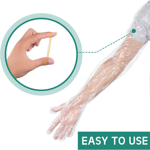 50 Pcs Disposable Dressing Gutting Gloves, 35 Inch Shoulder Length for Field Dressing and Veterinary Insemination