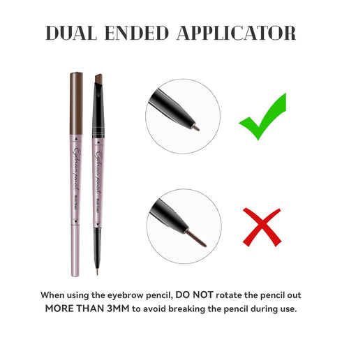 Music Flower Double Ended Eyebrow Pencil, Waterproof Natural Brow Enhancing Pen, Long Lasting Makeup, Light Brown