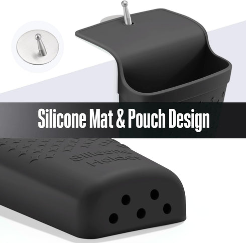 Heat Resistant Silicone Hair Iron Mat and Pouch, Portable Travel Hair Straightener Mat, 1 Pack (Black)