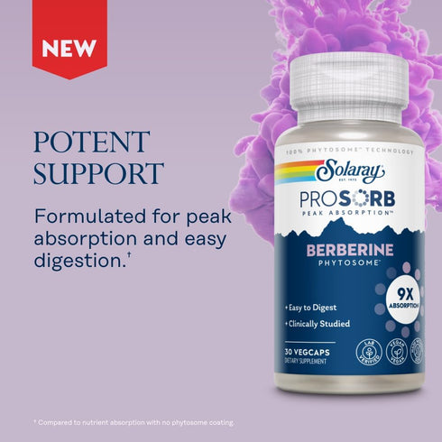 SOLARAY Berberine Phytosome, 9X Absorption, Vegan, 30 Servings, 60-Day Guarantee