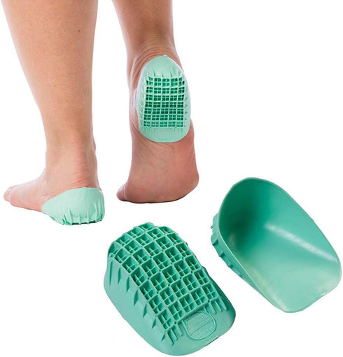 Tuli’s Heavy Duty Heel Cups, Cushion Inserts for Plantar Fasciitis, Green, 2 Pairs, Small
