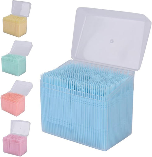 1100pcs Soft Plastic Double-Head Brushed Toothpick for Oral Care Interdental Brush