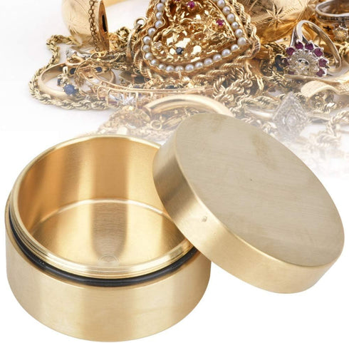 Dustproof Brass Pill Case, Mini Outdoor Waterproof Round Shape Container for Sports, Camping, Hiking - S