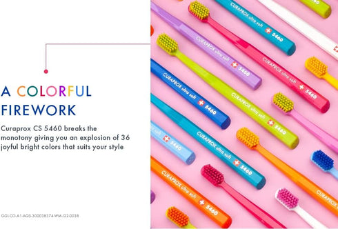 Curaprox CS 5460 Ultra-Soft Toothbrush for Adults - Compact, Slightly Angled Head for Improved Oral Health