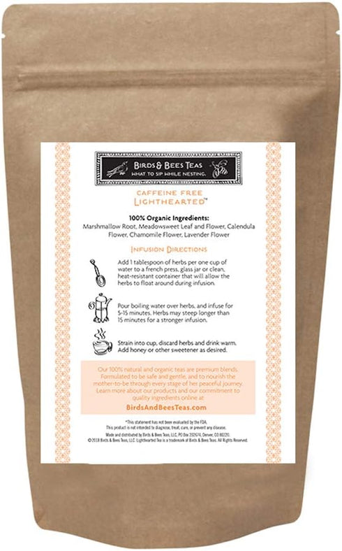 Birds & Bees Teas Organic Heartburn Relief Tea for Acid Reflux & Pregnancy, 40 Servings, 3.5 oz