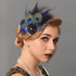 Yokawe 20s Elegant Black Peacock Feather Hair Clip with Flowers, Gatsby Party Accessories for Women