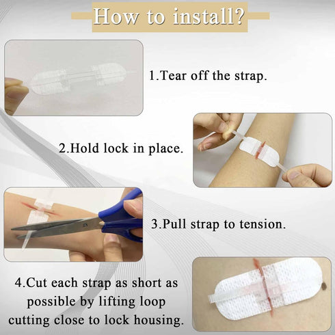 Emergency Wound Closures Adhesive Bandages, Zip Stitch Stickers for Camping, Survival & Household Gear, 3 Pcs (70 *