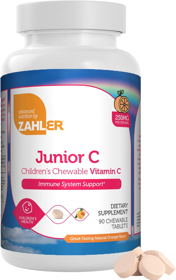 Zahler Junior C Advanced Chewable Vitamin C for Kids, Immune Support in Delicious Orange Flavor, 90 Count