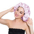 Stain Bonnet Silky Sleep Cap, Adjustable Satin Cap for Night Sleeping Hair Bonnet, Light Purple/Black