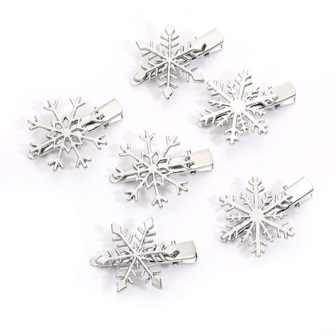 NVENF 6PCS Christmas Hair Clips for Women Holiday Rhinestone Snowflake Hair Accessories (6PCS Snowflake A)