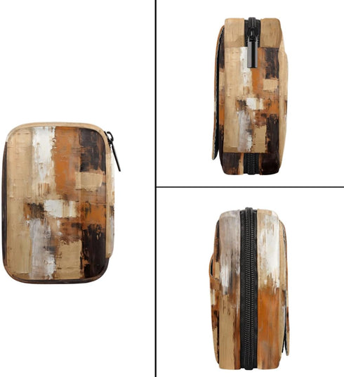 Skerhhux 7 Brown Pattern Design Pill Case Travel Pill Organizer Weekly Day Portable with Zipper Medicine Box Pill Case