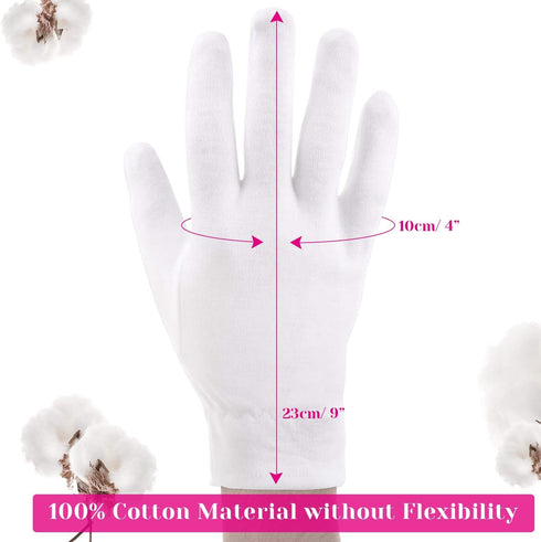 Selizo Moisturizing Gloves for Dry Hands Overnight, 3 Pairs 100% White Cotton Spa Gloves for Eczema, Women