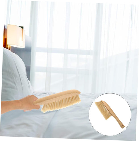 Practical Wooden Handle Bristle Bed Brush - Khaki, Multi-Functional Plastic Cleaning Brush for Delicate Fabrics