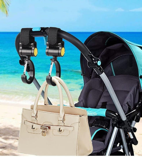 Yaiitan 2 360 Pcs Walker Hook Hanging Multipurpose Rotation Stroller Clip Diaper Bag Hanger for Walker Rollator