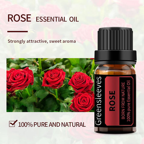 GREENSLEEVES Rose Lemon Essential Oil Set, 100% Pure Aromatherapy Therapeutic Grade Oils for Diffuser, Humidifier, Massage - 2 x 10ml (Rose+Lemon)