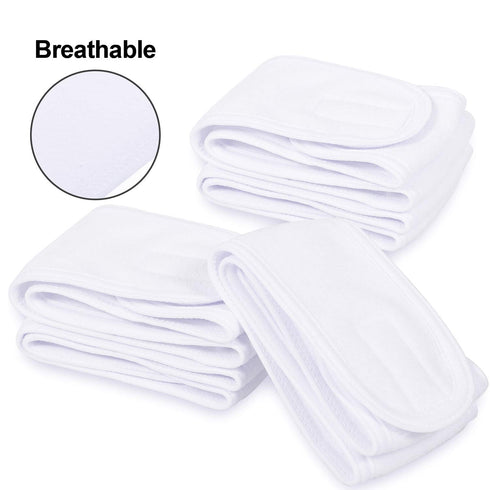 Whaline Spa Facial Headband, 4 Counts Terry Cloth Head Wrap for Bath, Makeup and Sport, White