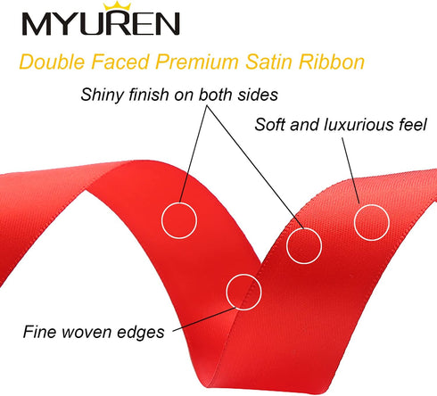 1-1/2" Wide Double Faced Red Polyester Satin Ribbon for Crafts, Gift Wrapping, Bow Making, Party Decoration (25 Yards)