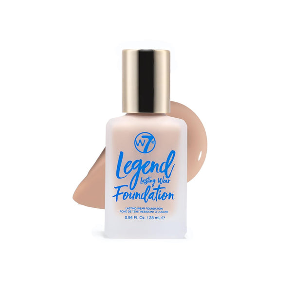 W7 Legend Foundation, Creamy Liquid for Poreless Semi-Matte Medium Coverage, 28ml (Natural Beige)