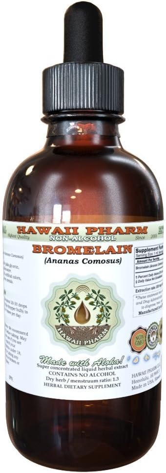 Hawaii Pharm Bromelain Alcohol-Free Liquid Extract, Dried Powder Glycerite, 2 oz