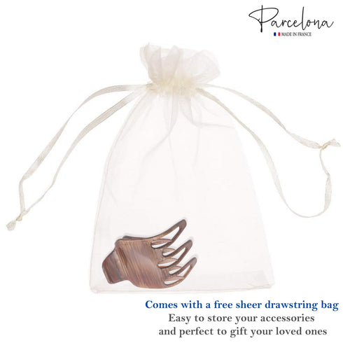 Parcelona French Paw Wide Side Slide Yoga Jaw Hair Clips, Strong Hold No Slip Grip, Brown Streaks
