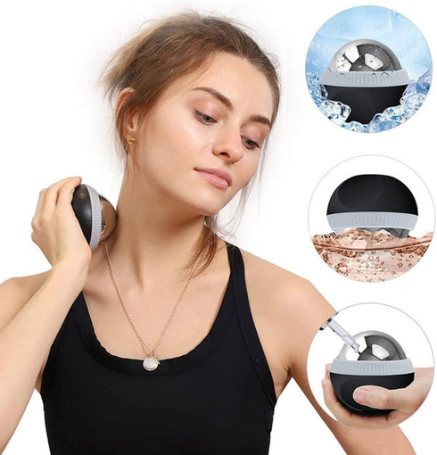 Stainless Steel Muscle Massage Balls for Body and Face, Small Manual Roller Massager with Hot, Portable Sports