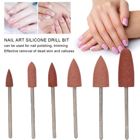 Nail Drill Bits Set - 6pcs Nail Polishing Grinding Machine Tools for Acrylic Gel Nails, Manicure Accessories