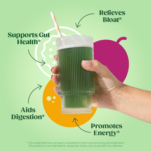 Bloom Nutrition Superfood Greens Powder, Digestive Enzymes with Probiotics and Prebiotics, Gut Health, 30 SVG, Orange
