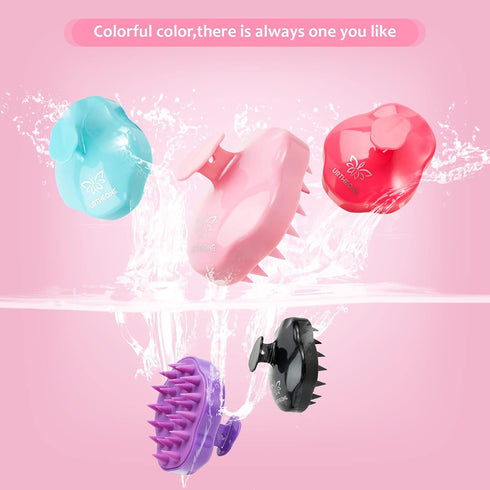 Soft Silicone Hair Scalp Massager Shampoo Brush for All Hair Types, Pink Hair Care Tool for Men, Women, Kids