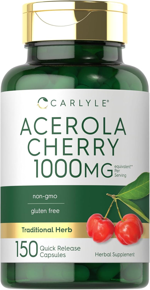 Carlyle Acerola Cherry Capsules, 1000mg, 150 Count, Non-GMO & Gluten Free