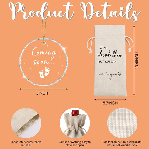 XFW Cute Pregnancy Announcement Wine Bag Baby Coming Soon Hanging Ornament Pregnancy Announcement for Grandparents Aunt