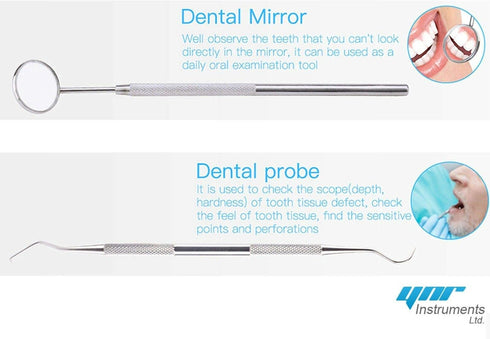 Oral Dental Care Kit for Teeth Cleaning - Whitening Calculus Tartar Tools, Mirror for Personal & Pets Use