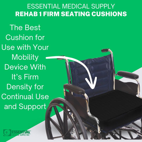 1 18" 16" 2" Essential Medical Supply Rehab Foam Seat Cushion - Denser Cushion for Office Chairs, Wheelchairs, and More