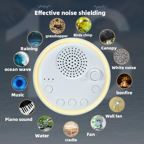 HHYING 16 3 Sound Machine Easysleep White Noise Machine with Soothing Sounds and Night Light, with Sleep Timer,Portable