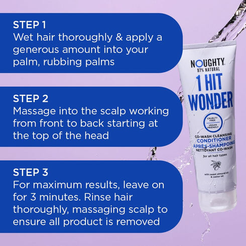 Noughty 97% Natural 1 Hit Wonder Co-Wash, Non Foaming 2 in 1 Shampoo and Conditioner, Sweet Almond Oil, 250ml