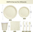 Set 350PCS (50 7"&9" 9oz Goodluck Ivory Scalloped Disposable Tableware - Guests), Plates, Cups, Napkins, Cutlery, Food