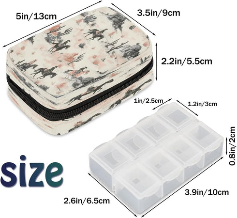 Hsnar 7 Western Desert Cowboy Weekly Pill Case Travel Pill Container with Removable Day Pill Organizer for Fish Oil