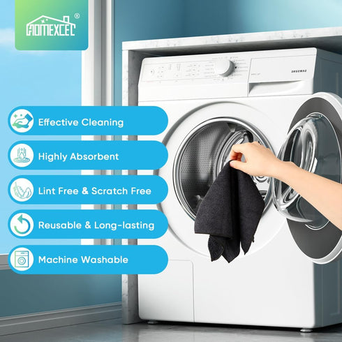 HOMEXCEL Microfiber Cleaning Cloth, 12 Pack Premium Towels for Cars, Lint-Free, Highly Absorbent, 11.5" x 11.5"